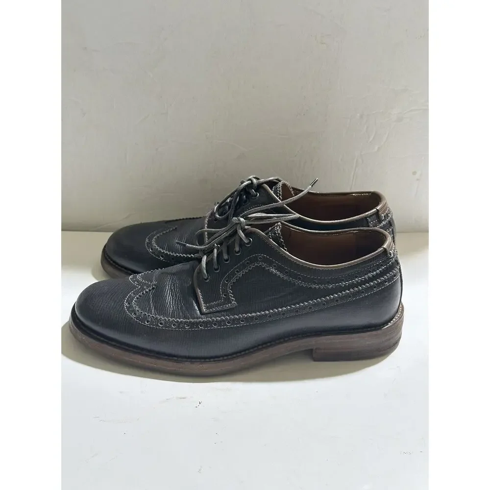 Aquatalia Mens Leather Dress Shoes Black Laced Size 8 Waterproof Made in Italy